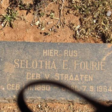 FOURIE Selotha E. nee VAN STRAATEN 1890-1964