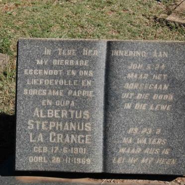 GRANGE Albertus Stephanus, la 1901-1969