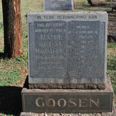 GOOSEN Hester Johanna Magdalena nee VAN STADEN 1913-1962