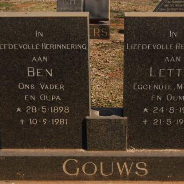 GOUWS Ben 1898-1981 &amp; Lettie 1913-1976