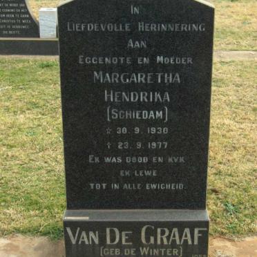 GRAAF Margaretha Hendrina , van de nee DE WINTER nee SHIEDAM 1930-1977