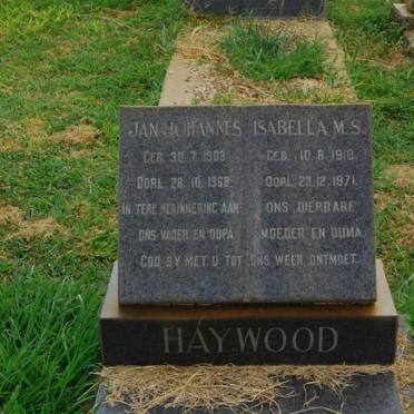 HAYWOOD Jan Johannes 1903-1968 &amp; Isabella M.S. 1910-1971