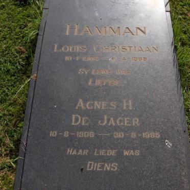 HAMMAN Louis Christiaan 1904-1963 &amp; Agnes H. DE JAGER 1906-1985