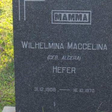 HEFER Wilhelmina Maccelina nee ALGERA 1908-1970