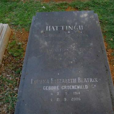 HATTINGH  Cornelius Johannes 1910-1979 &amp; Louena Elizabeth Beatrix GROENEWALD 1914-2006