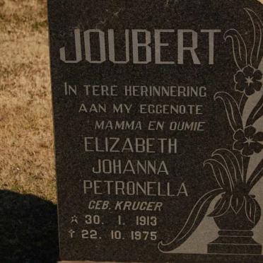 JOUBERT Elizabeth Johanna Petronella nee KRUGER 1913-1975