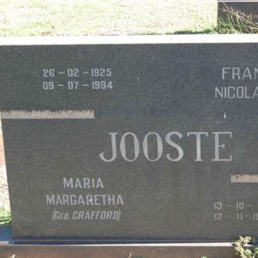 JOOSTE Frans Nicolaas 1921-1974 &amp; Maria Margaretha CRAFFORD 1925-1994