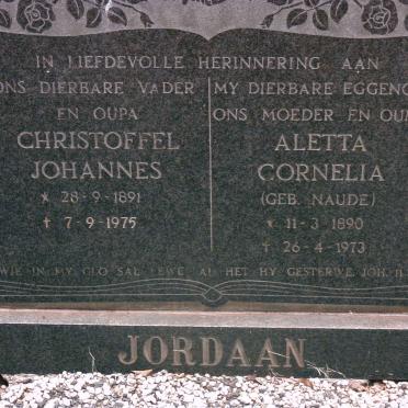 JORDAAN Christoffel Johannes 1891-1975 &amp; Aletta Cornelia NAUDE 1890-1973