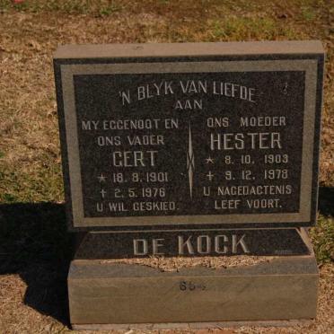 KOCK Gert, de 1901-1976 &amp; Hester 1903-1978
