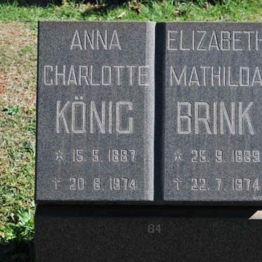 KÖNIG Anna Charlotte 1887-1974 :: BRINK Elizabeth Mathilda 1889-1974