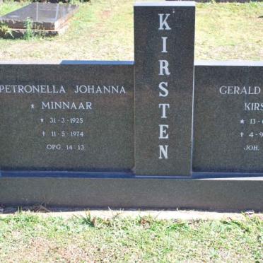 KIRSTEN Gerald Howard 1924-1980 &amp; Petronella Johanna MINNAAR 1925-1974