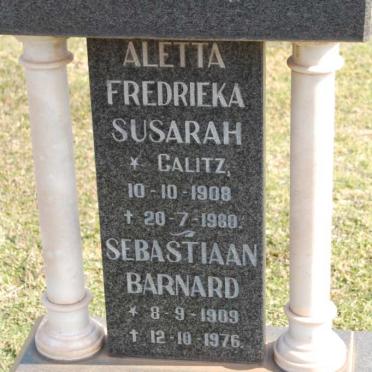 KLUE Sebastiaan Barnard 1909-1976 &amp; Aletta Frederieka Susarah CALITZ 1908-1980