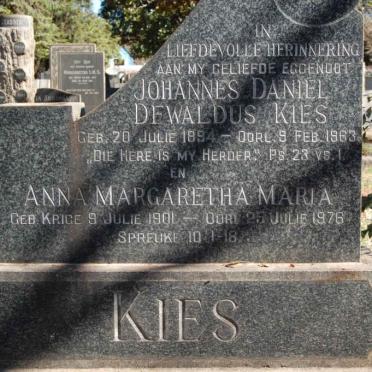 KIES Johannes Daniel Dewaldus 1894-1963 &amp; Anna Margaretha Maria 1901-1976