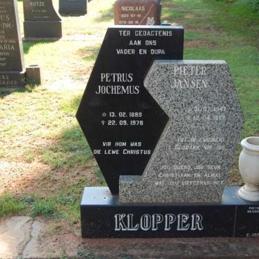 KLOPPER Petrus Jochemus 1889-1978 :: KLOPPER Pieter Jansen 1947-1987