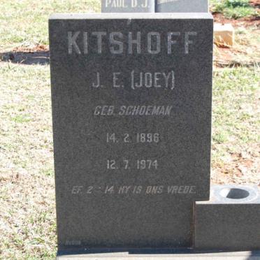 KITSHOFF J.E. nee SCHOEMAN 1896-1974