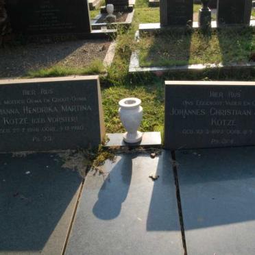 KOTZE Johannes Christiaan Jozua 1893-1971 &amp; Johanna Hendrika Martina VORSTER 1896-1980