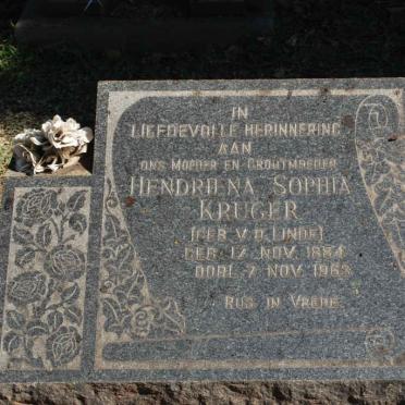 KRUGER Hendrina Sophia nee V.D. LINDE 1884-1963