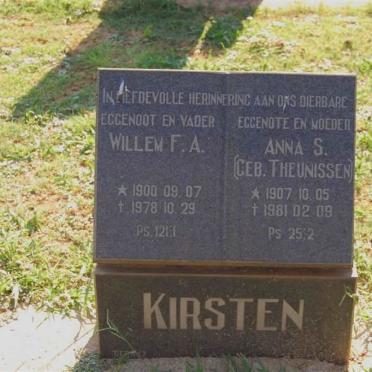 KIRSTEN Willem F.A.1900-1978 &amp; Anna S. THEUNISSEN 1907-1981