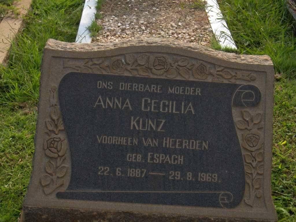 KUNZ Anna Cecilia, formerly VAN HEERDEN, nee ESPACH 1887-1969