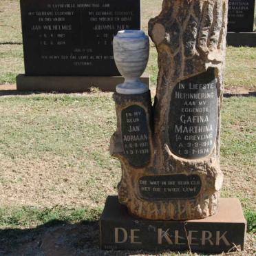 KLERK Gafina Marthina, de nee GREYLING  1949-1974 :: DE KLERK Jan Adriaan 1971-1974