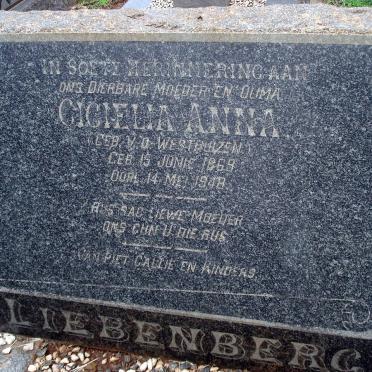 LIEBENBERG Cicielia Anna nee V.D. WESTHUIZEN 1869-1948