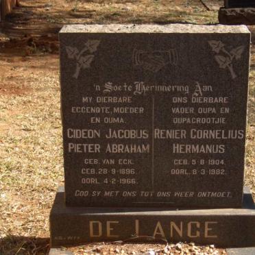 LANGE Renier Cornelius Hermanus 1904-1982 &amp; Gideon Jacobus Pieter Abraham VAN ECK 1896-1966