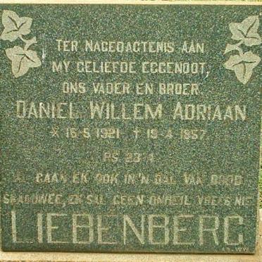 LIEBENBERG Daniel Willem Adriaan 1921-1957