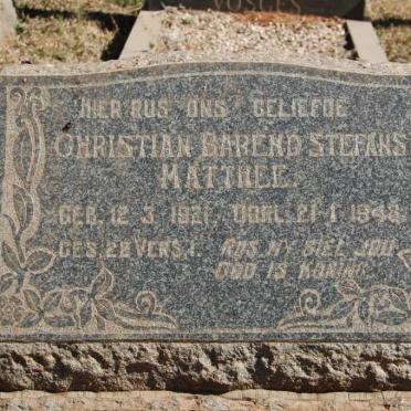 MATTHEE Christian Barend Stefans 1921-1948