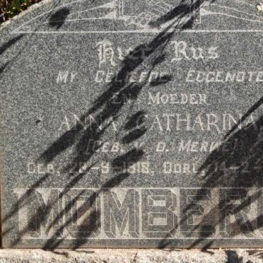 MOMBERG Anna Cathrina nee V.D. MERWE 1918-1953