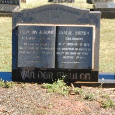 MEULEN Francois Jerome, van der 1898-195? &amp; Jaatje Sophia KRUGER 1899-1973