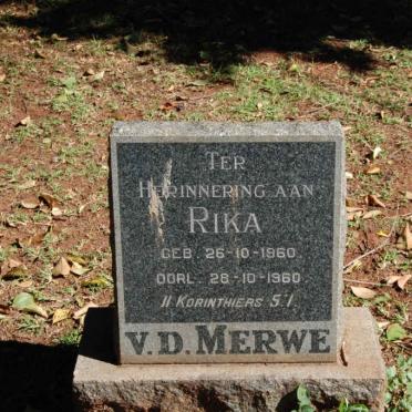 MERWE Rika, v.d. 1960-1960