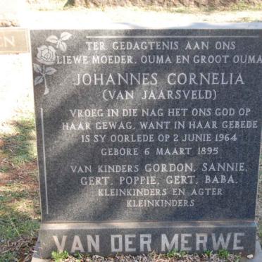MERWE Johannes Cornelia, van der nee VAN JAARSVELD 1895-1964