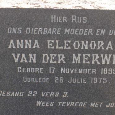 MERWE Paul Philuppus J., van der 1879-1971 &amp; Anna Eleanora J. 1899-1975