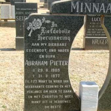 MINNAAR Abraham Pieter 1905-1977
