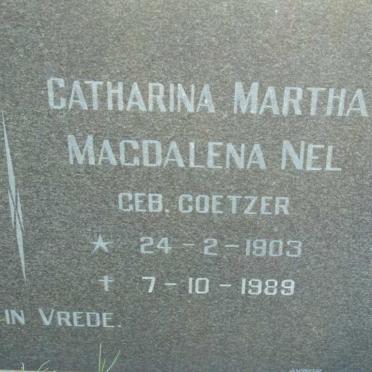 NEL Catharina Martha Magdalena nee COETZER 1903-1989