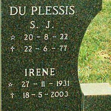 PLESSIS S.J., du 1922-1977 &amp; Irene 1931-2003