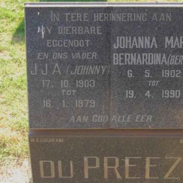 PREEZ J.J.A., du 1903-1979 &amp; Johanna Maria Bernardina 1902-1990