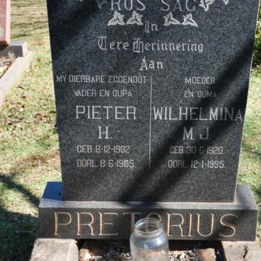 PRETORIUS Pieter H. 1902-1965 &amp; Wilhelmina M.J. 1920-1995