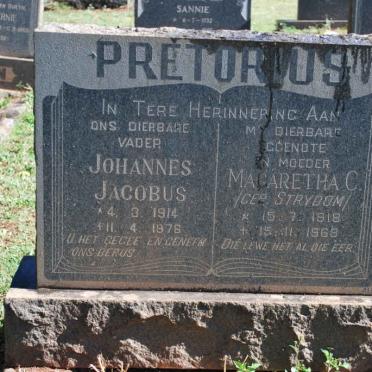 PRETORIUS Johannes Jacobus 1914-1976 &amp; Magaretha C. STRYDOM 1918-1968