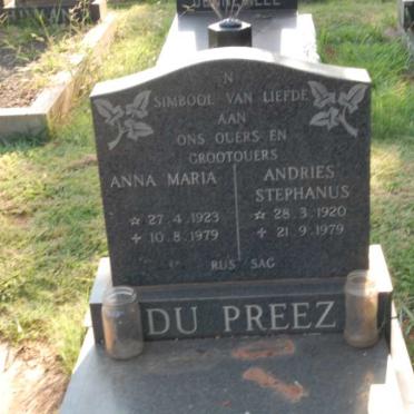 PREEZ Andries Stephanus, du 1920-1979 &amp; Anna Maria 1923-1979