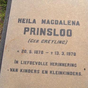PRINSLOO Heila Magdalena nee GREYLING 1878-1970