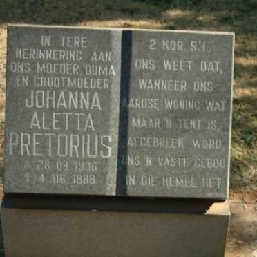 PRETORIUS Johanna Aletta 1906-1988