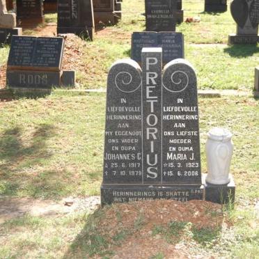 PRETORIUS Johannes C. 1917-1979 &amp; Maria J. 1923-2006