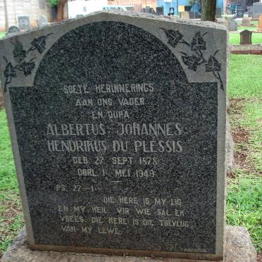 PLESSIS Albertus Johannes Hendrikus, du 1878-1949