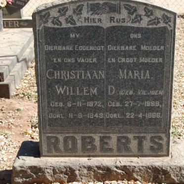 ROBERTS Christiaan Willem 1872-1943 &amp; Maria D. VILJOEN 1889-1966