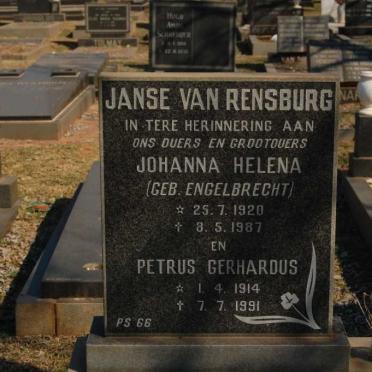 RENSBURG Petrus Gerhardus, Janse van 1914-1991 &amp; Johanna Helena ENGELBRECHT 1920-1987