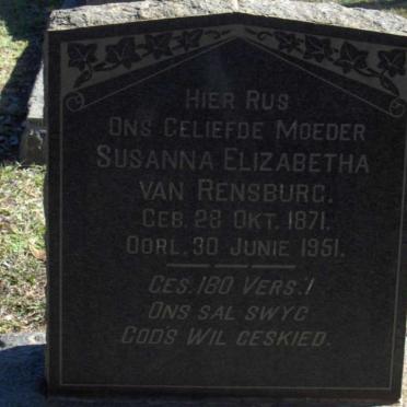RENSBURG Susanna Elizabetha, van 1871-1951