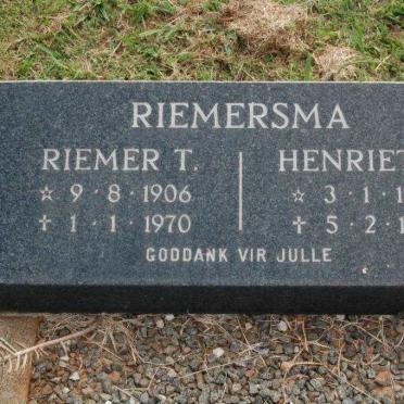 RIEMERSMA Riemer T. 1906-1970 &amp; Henriette 1908-1995
