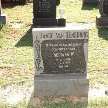 RENSBURG Adriaan W., Janse van 1926-1978
