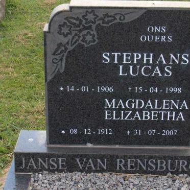 RENSBURG Stephanus Lucas, Janse van 1906-1998 &amp; Magdalena Elizabetha 1912-2007